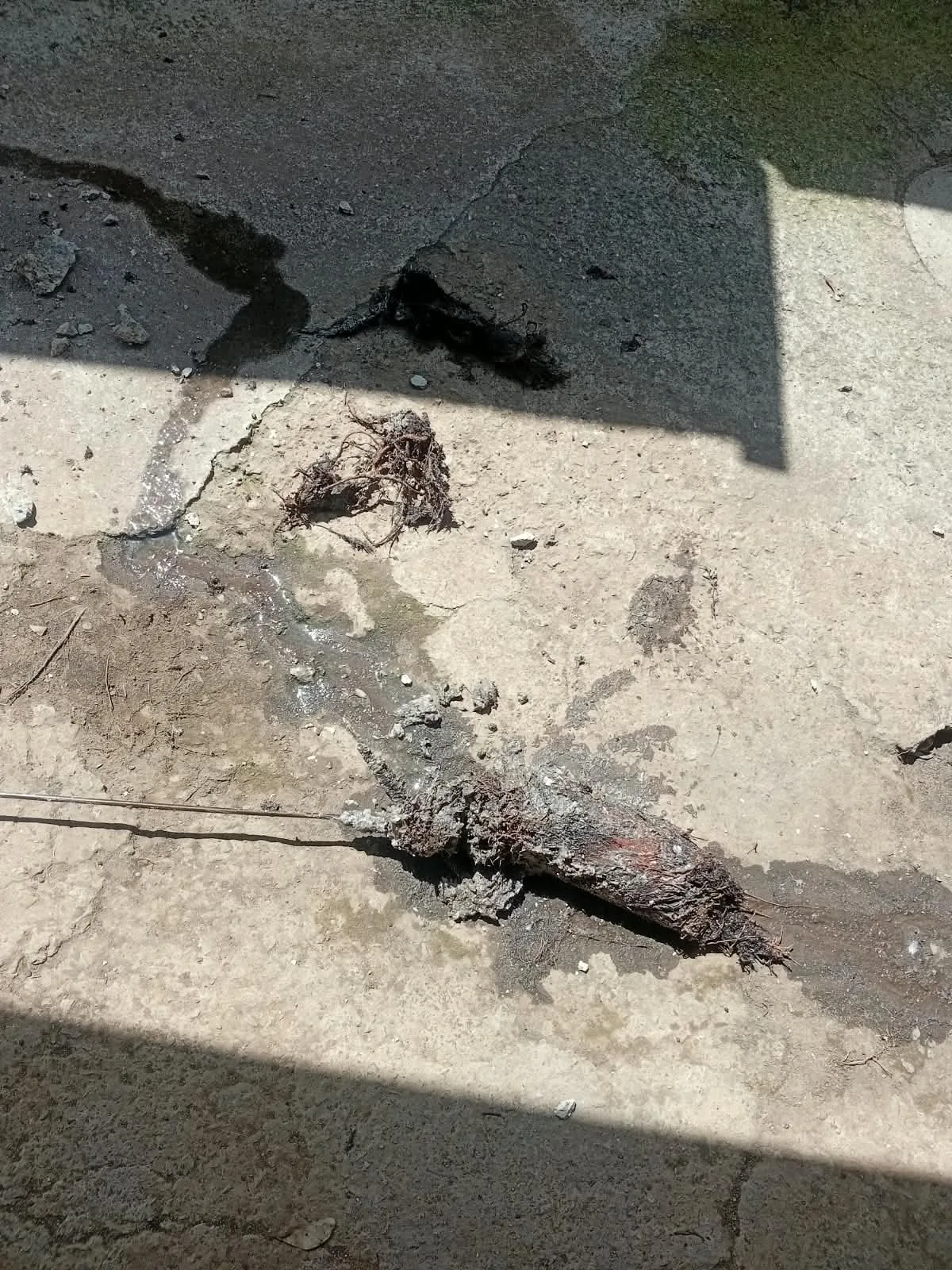 Exposed damaged pipe during a leak investigation in Athlone Park