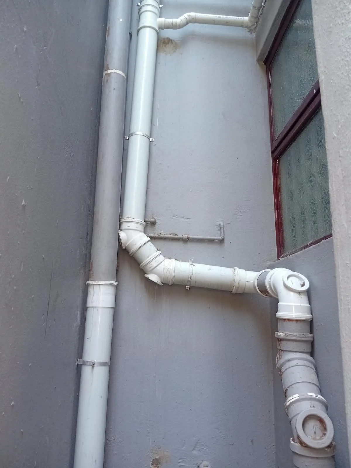 External waste pipework during plumbing work in Athlone Park