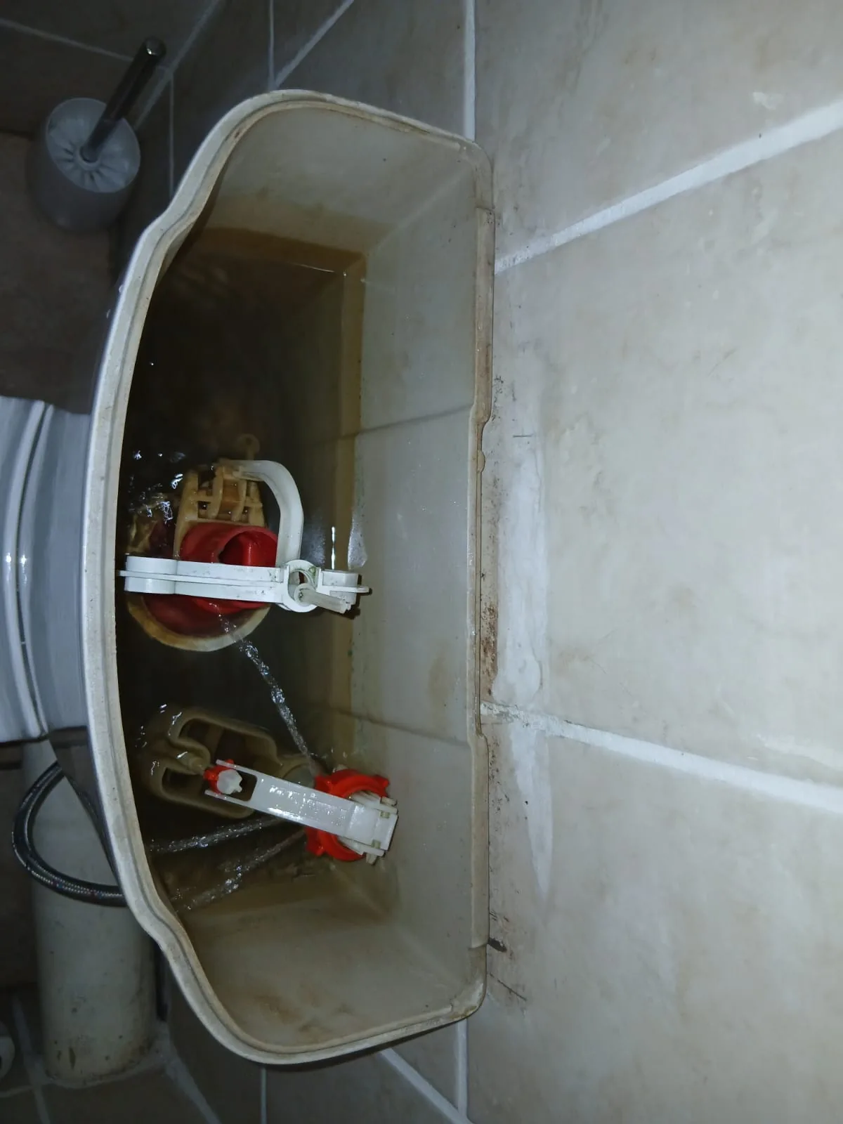Open toilet cistern during repair work in Athlone Park