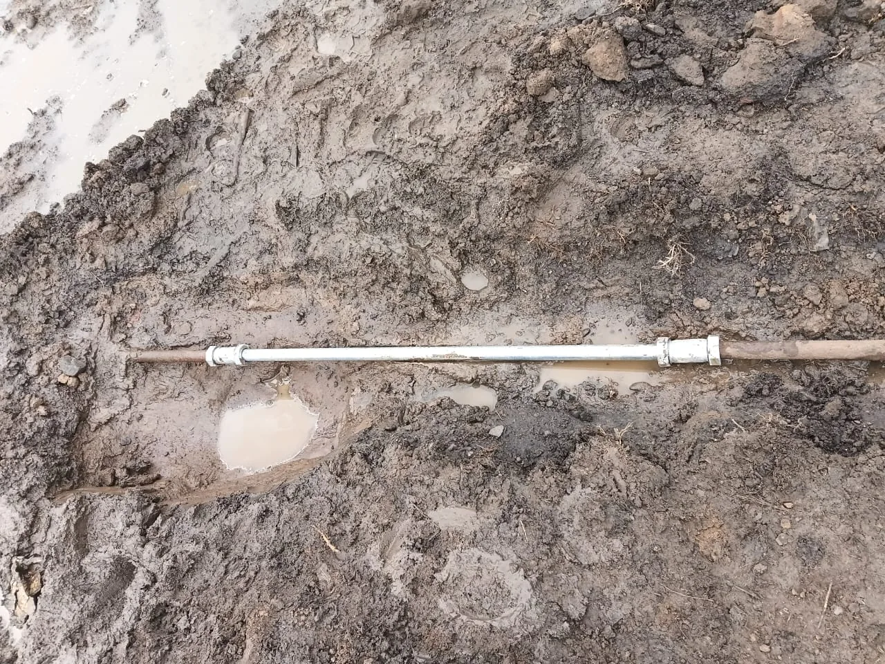 Underground water line exposed during repair work in Athlone Park