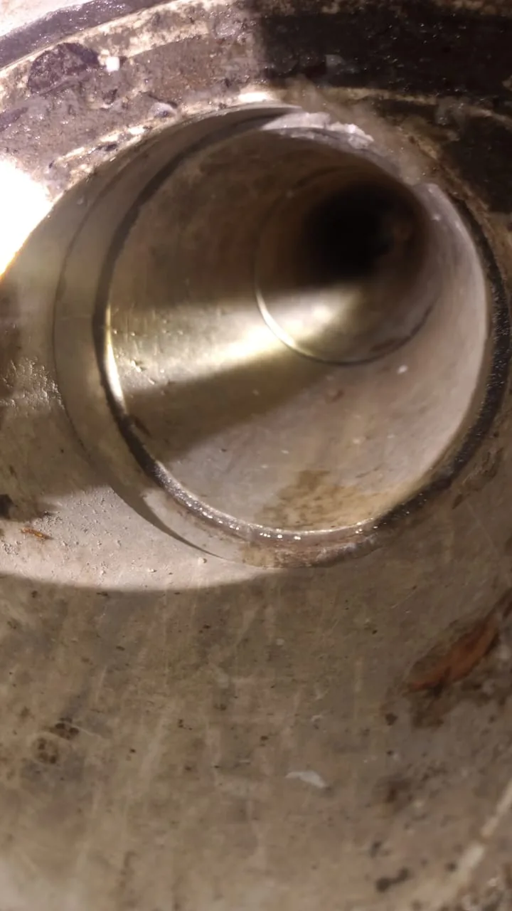 Close view inside a drain line used for video camera drain inspection