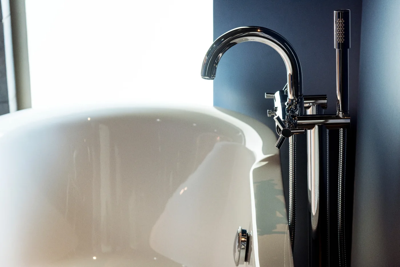 Black freestanding bath filler illustrating local plumber Kempton Park installation work