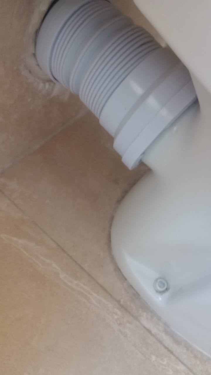 Toilet pan connector installed during a Boksburg bathroom repair