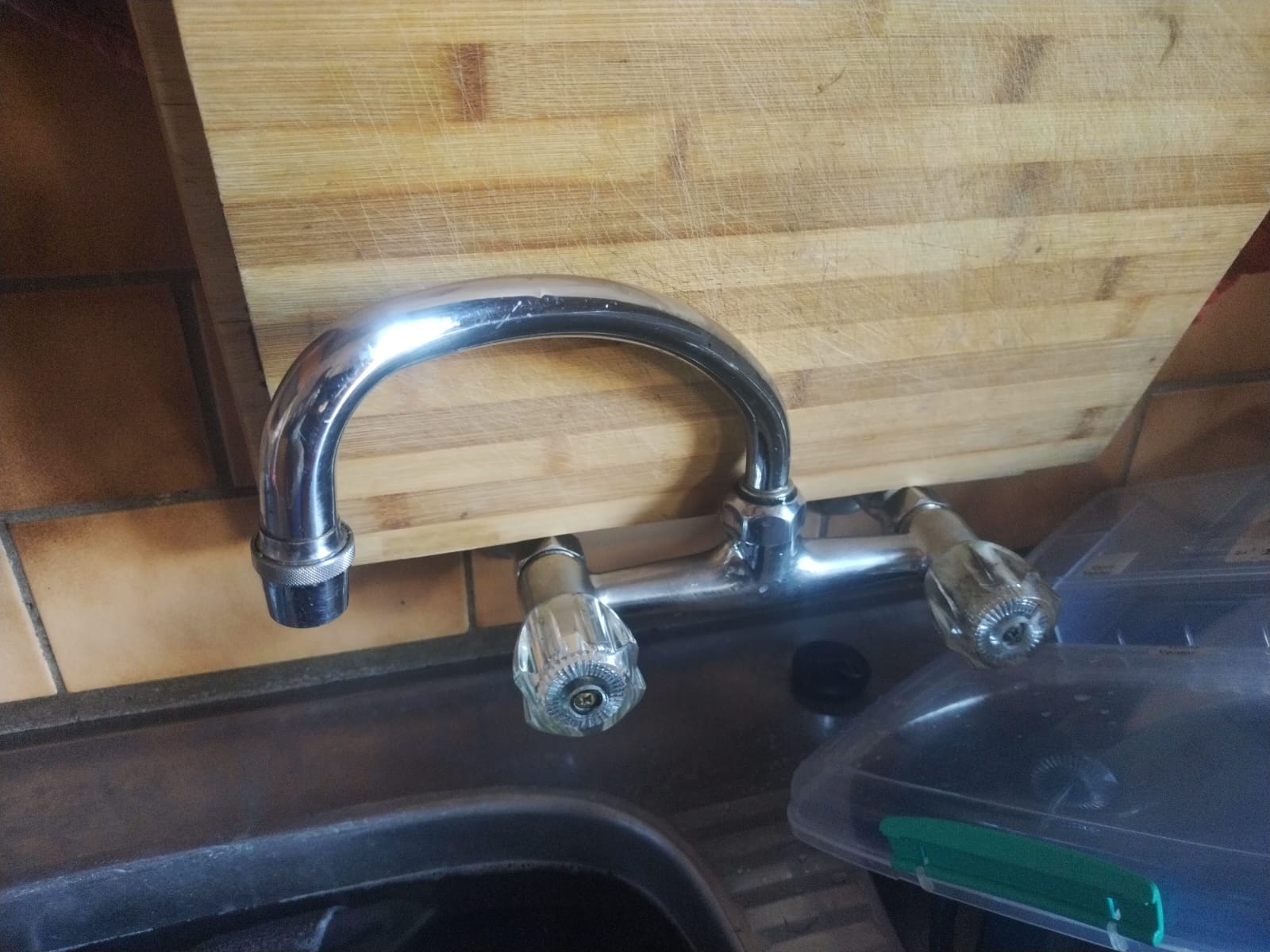 Kitchen mixer tap replacement completed at a sink in Waterkloof Park
