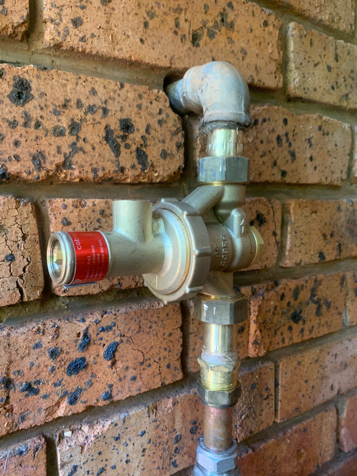 Pressure control valve installed on geyser pipework in Waterkloof Park