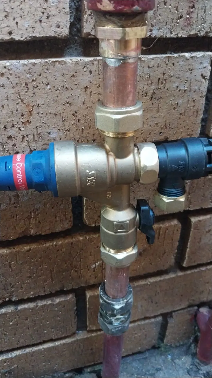 Pressure control valve assembly checked during burst geyser replacement