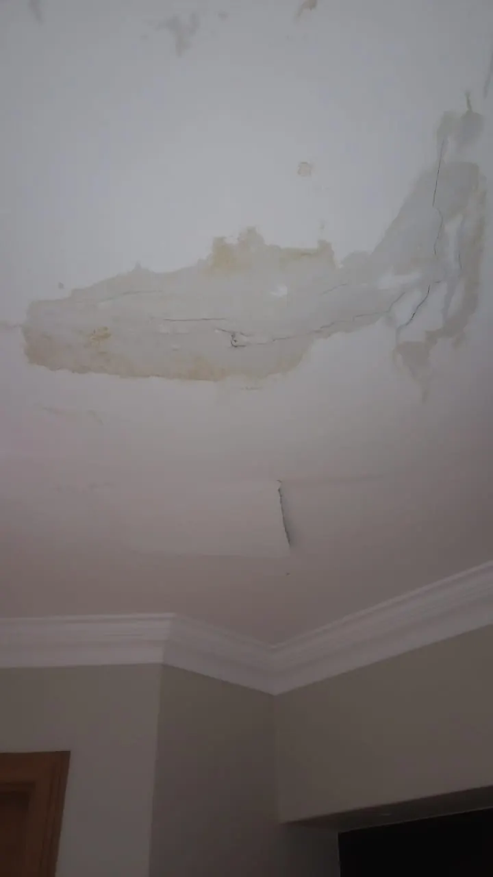 Ceiling water damage from geyser leak Ceiling water damage from geyser leak