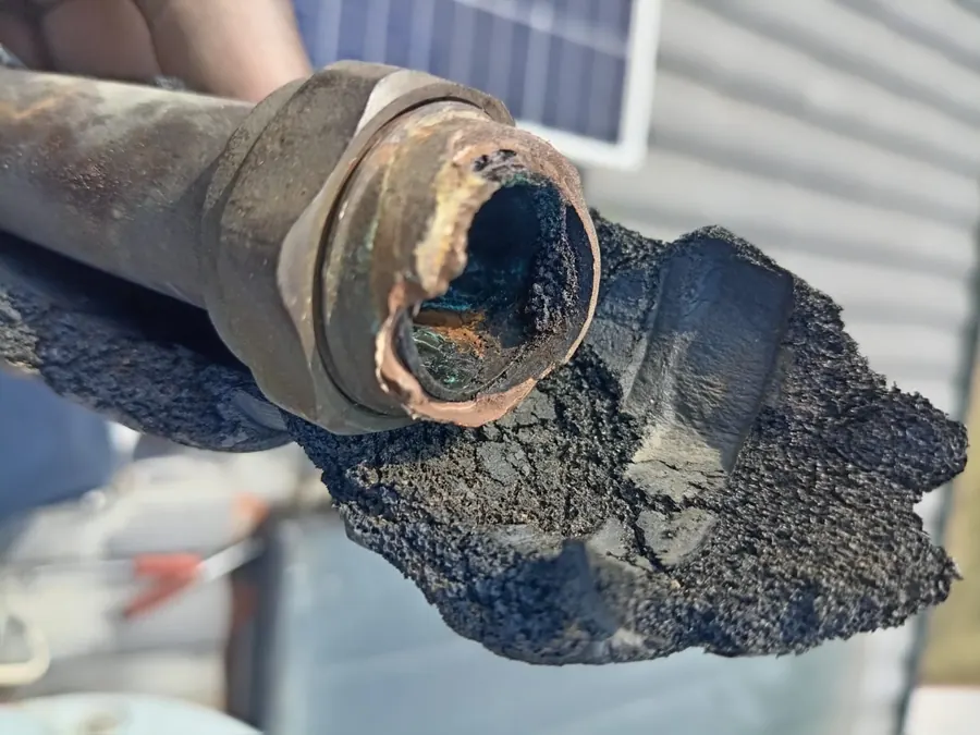 Scale and corrosion removed from solar collector connection