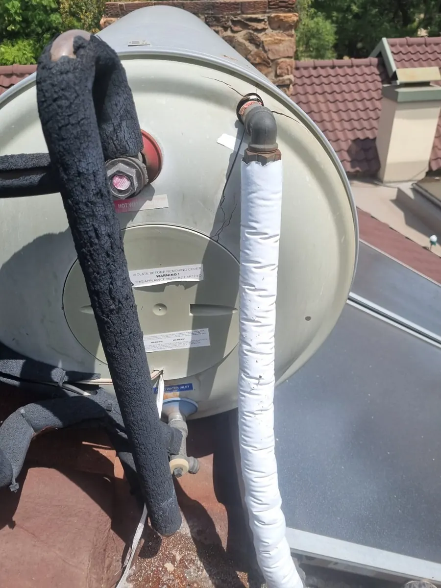 Solar geyser thermostat and element connection exposed for repair
