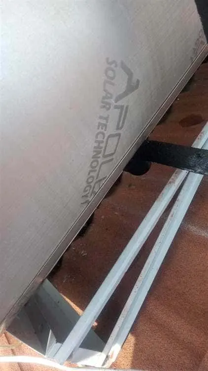 Solarflo solar technology geyser tank installed on a roof frame