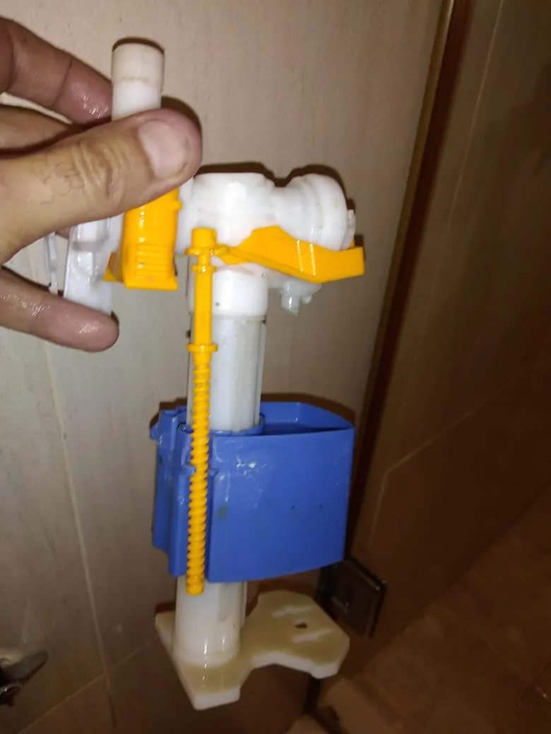 Older toilet cistern with worn internal flushing parts