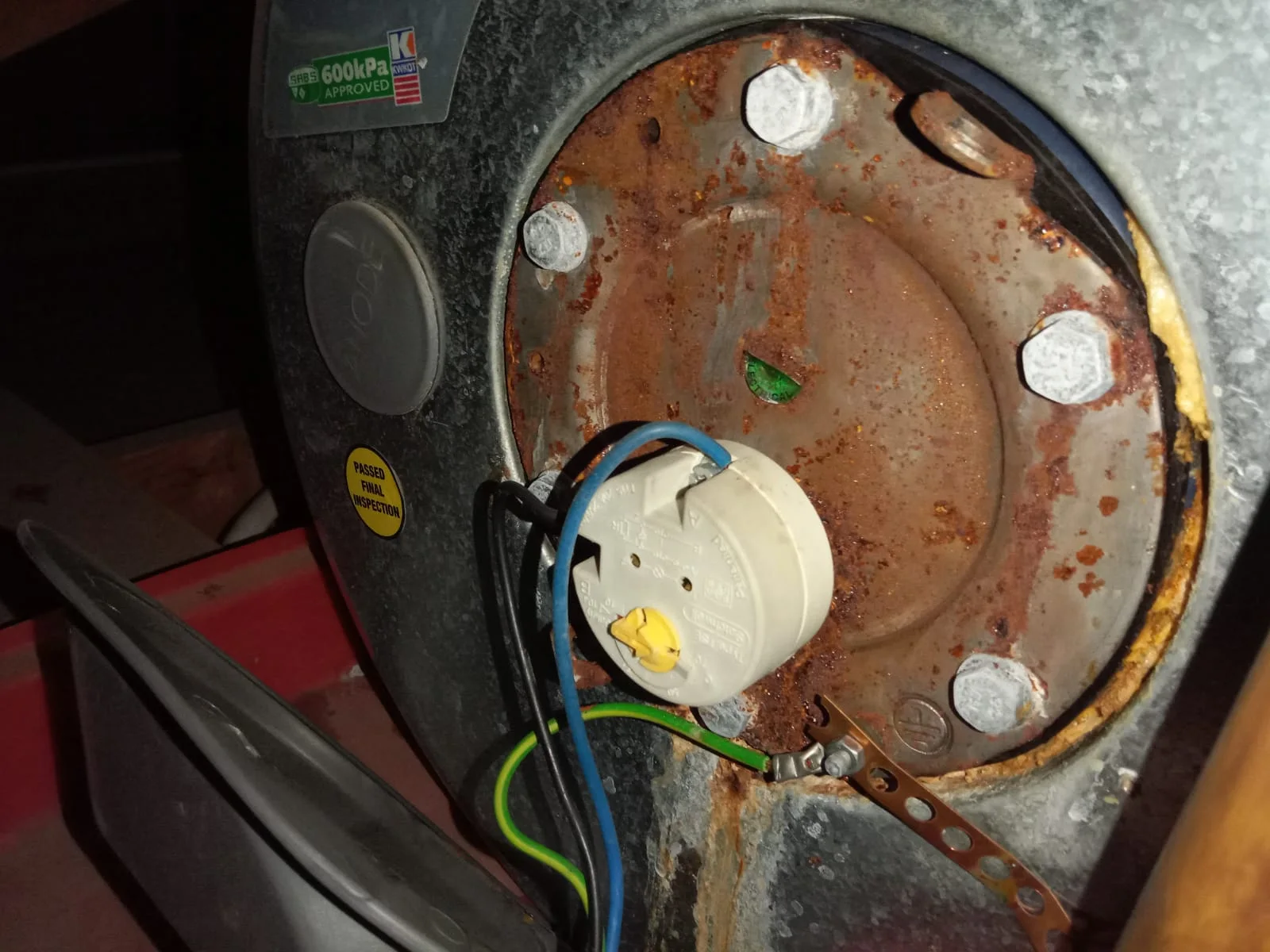 Electric geyser installed safely in a Fairland roof space Electric geyser installed safely in a Fairland roof space