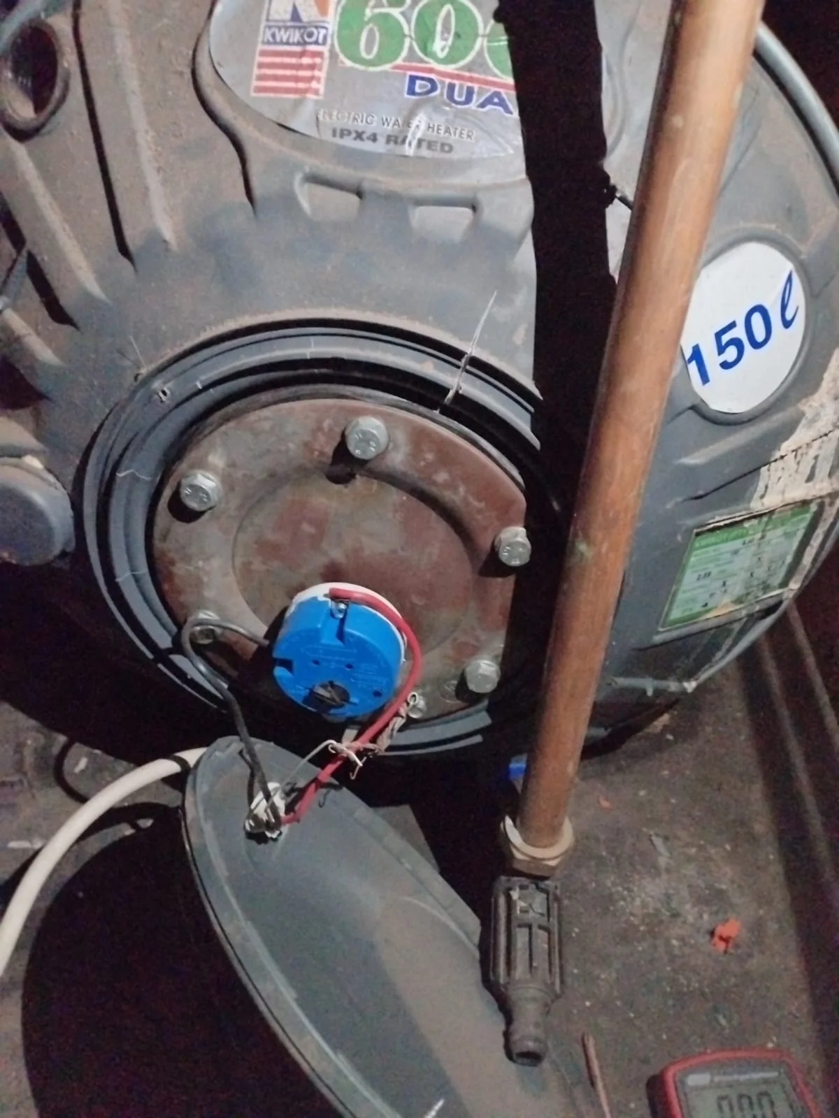 Electric geyser installed safely in a roof space