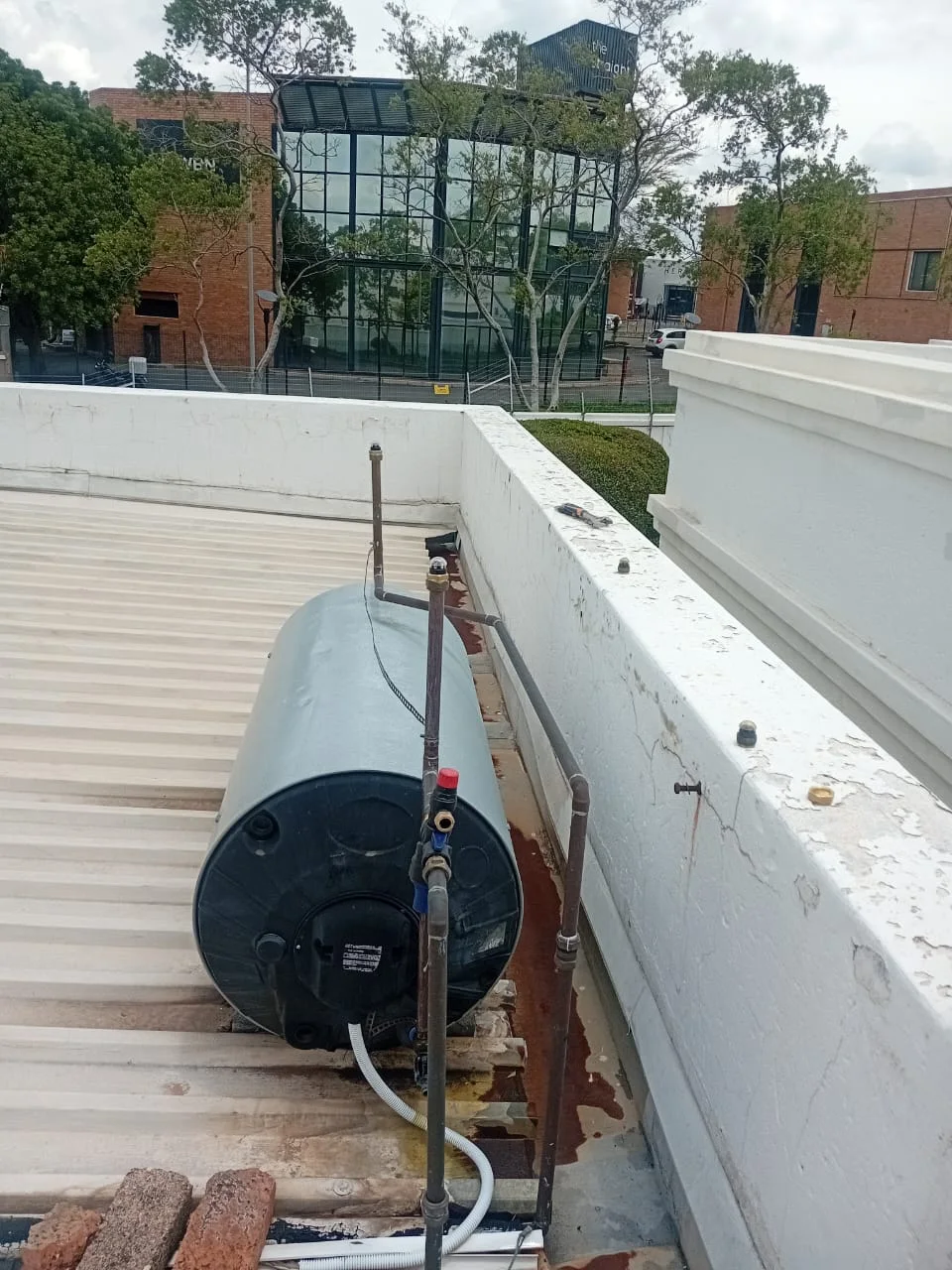 Electric geyser installed safely in a roof space