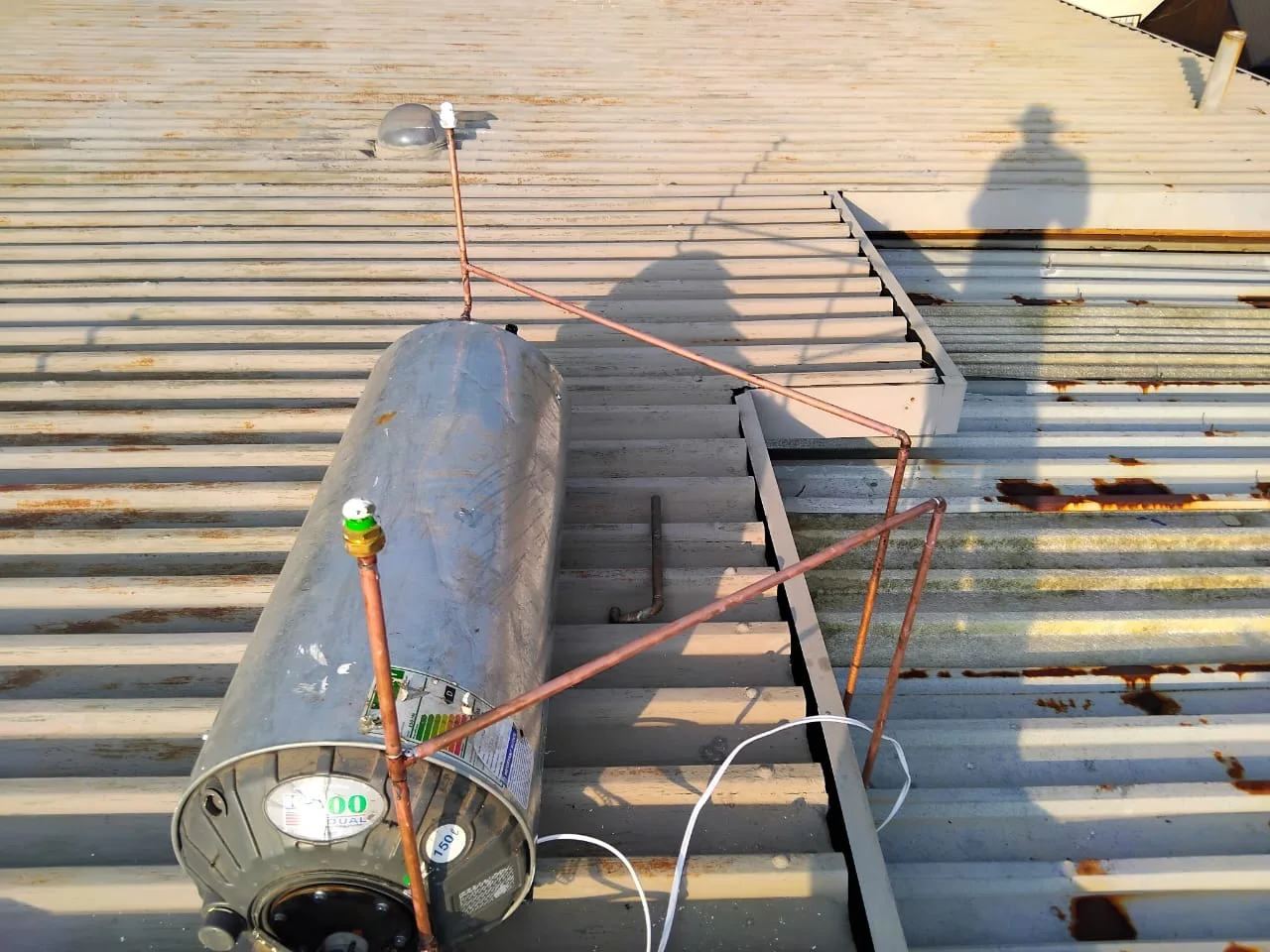 Electric geyser installed safely in a roof space