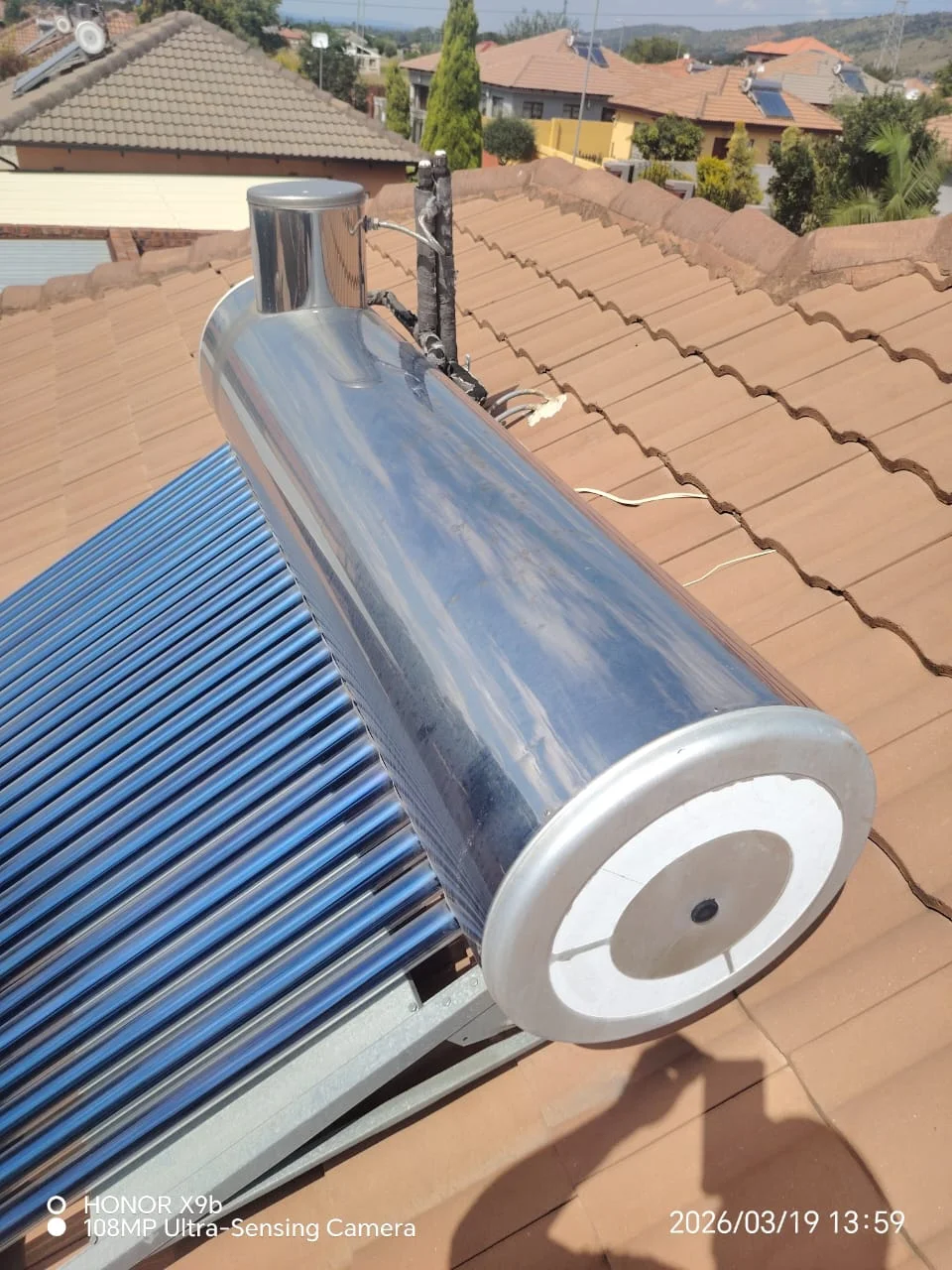 Electric geyser installed safely in a roof space