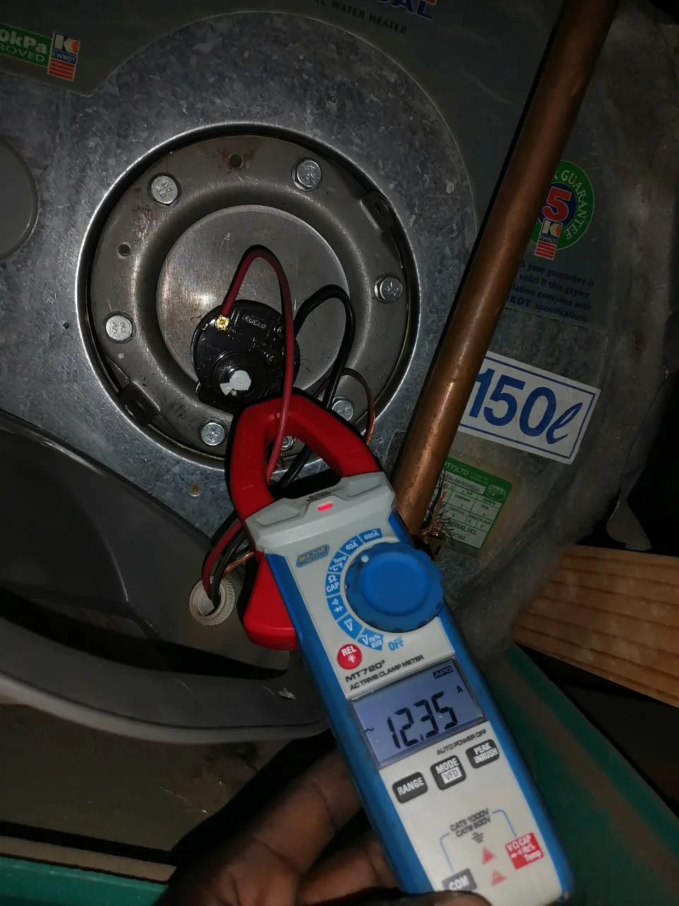 Electric geyser installed safely in a roof space