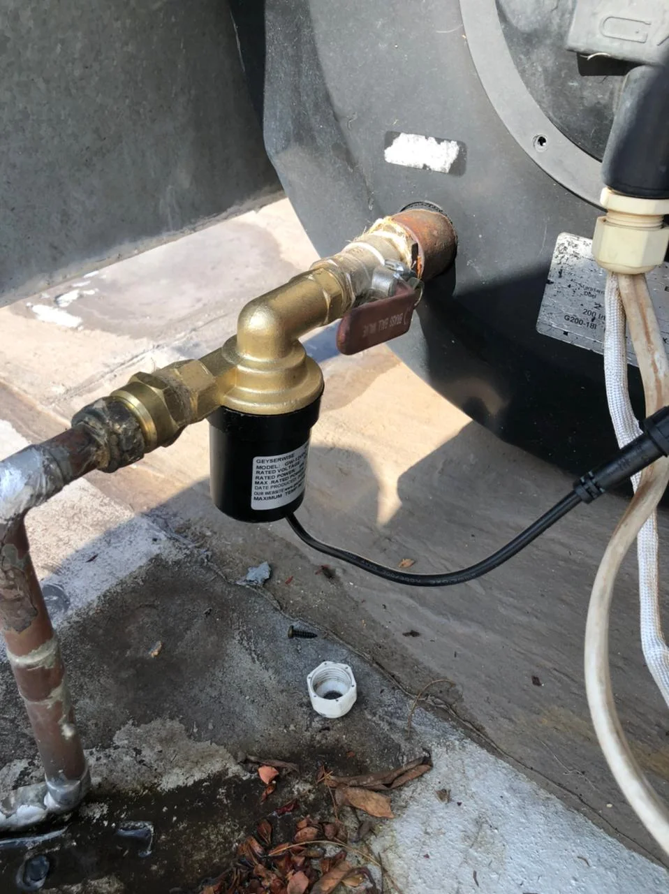 Electric geyser installed safely in a roof space