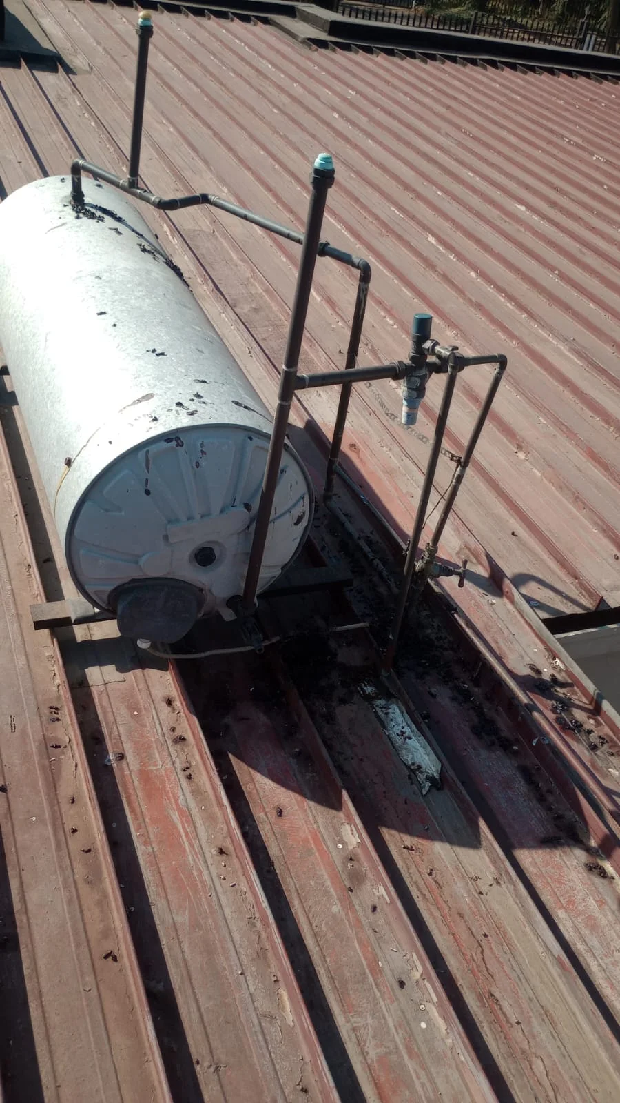 Electric geyser installed safely in a roof space