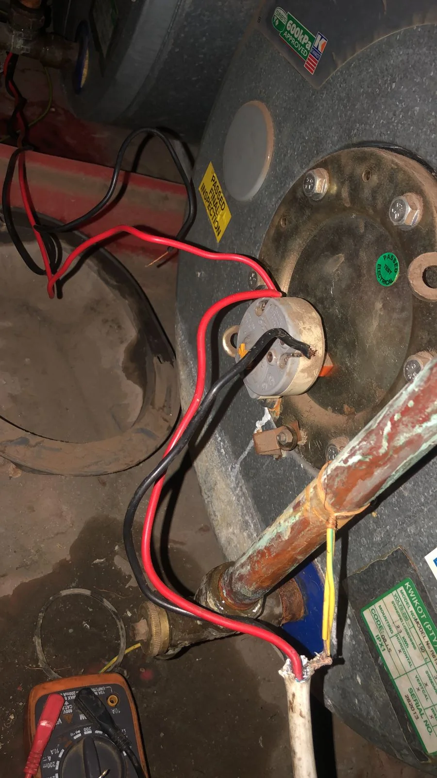 Electric geyser installed safely in a roof space