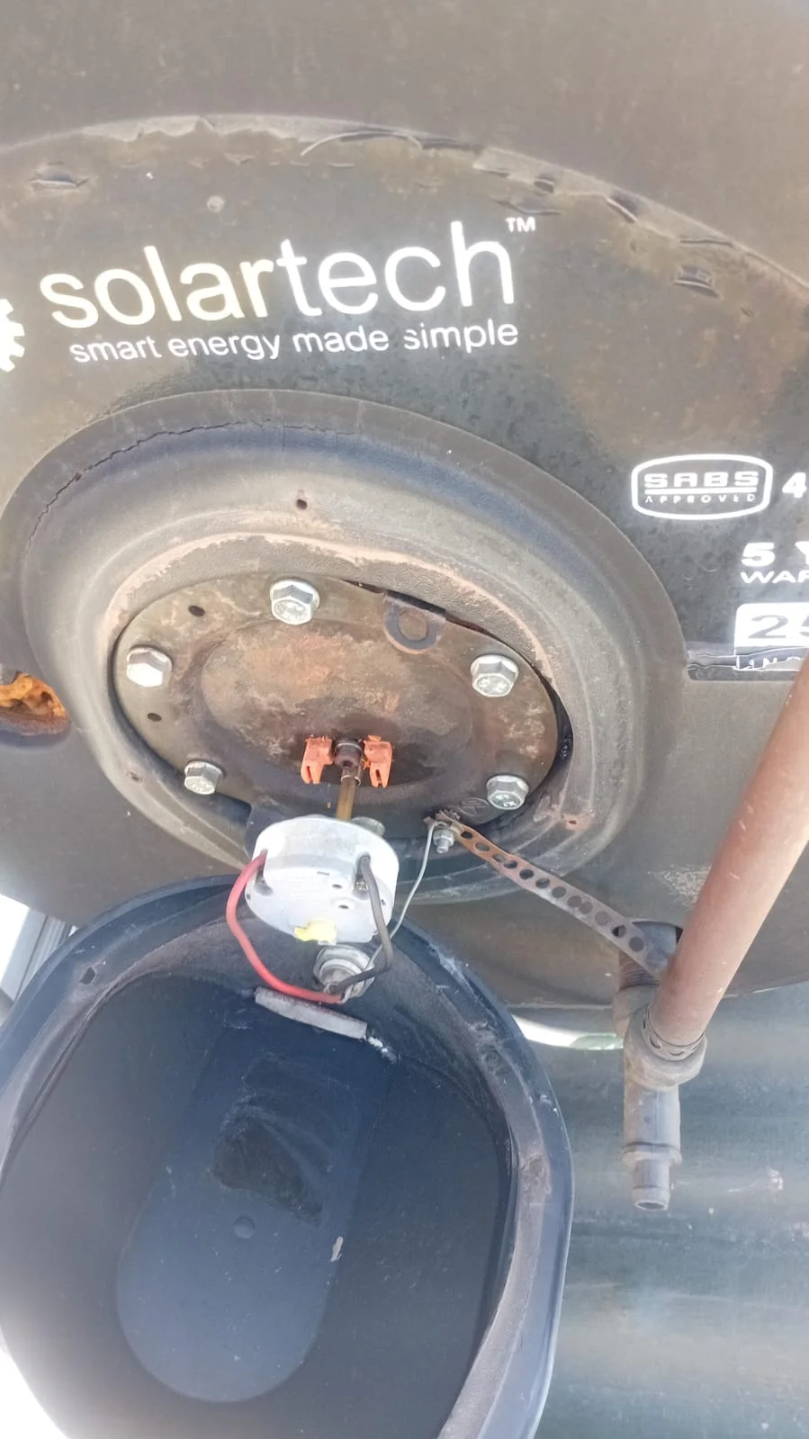Electric geyser installed safely in a roof space