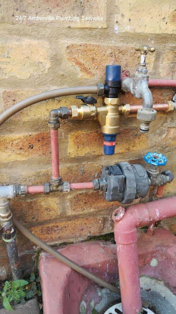 24/7 Amberville plumbing services â€“ after-hours plumbing service, showing customer-first service approach, framed as a sales pitch, delivering expert plumbing repairs and installations for domestic houses with solar company support.