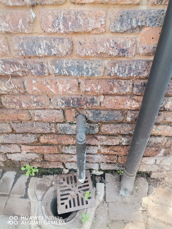 Plumber clearing blocked gulley