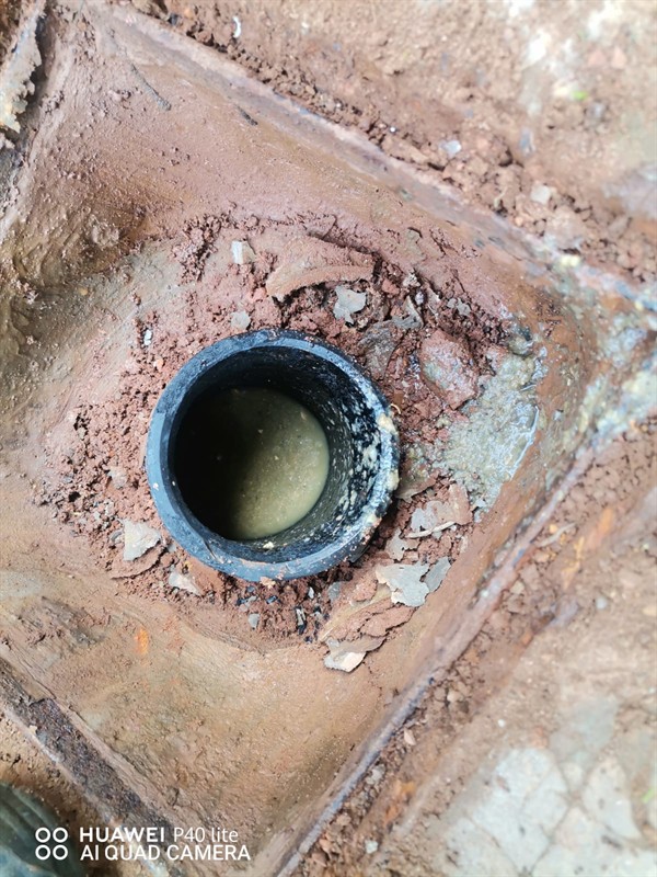 Slow drain pipe with significant water pooling