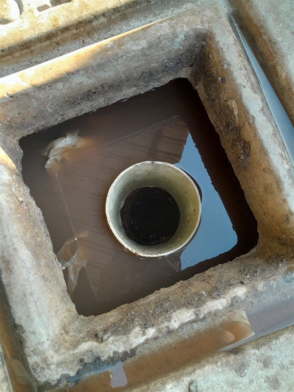 Sewer line during cleaning process