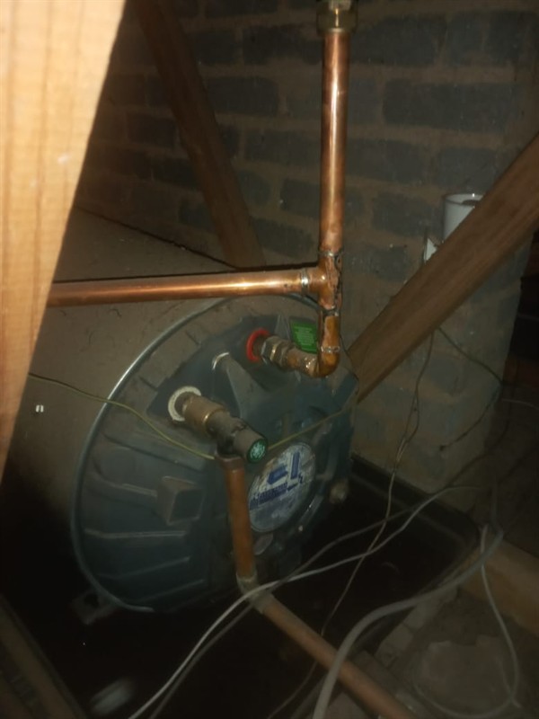 Everything wet from pouring burst geyser in Brightwater Commons