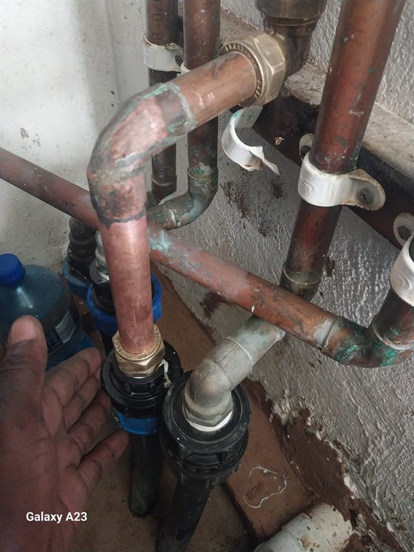 Water escaping from burst outside pipe in Mara Beth