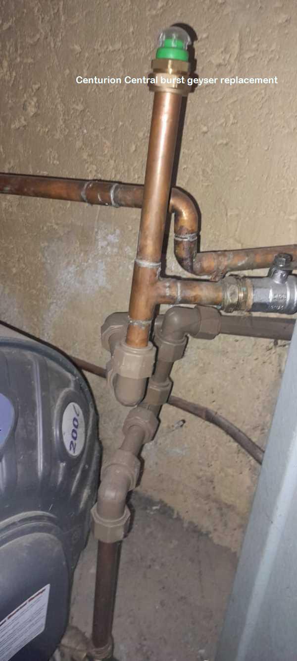 Centurion Central burst geyser replacement certified and qualified plumbers at all hours including weekends and public holidays with guarantees.