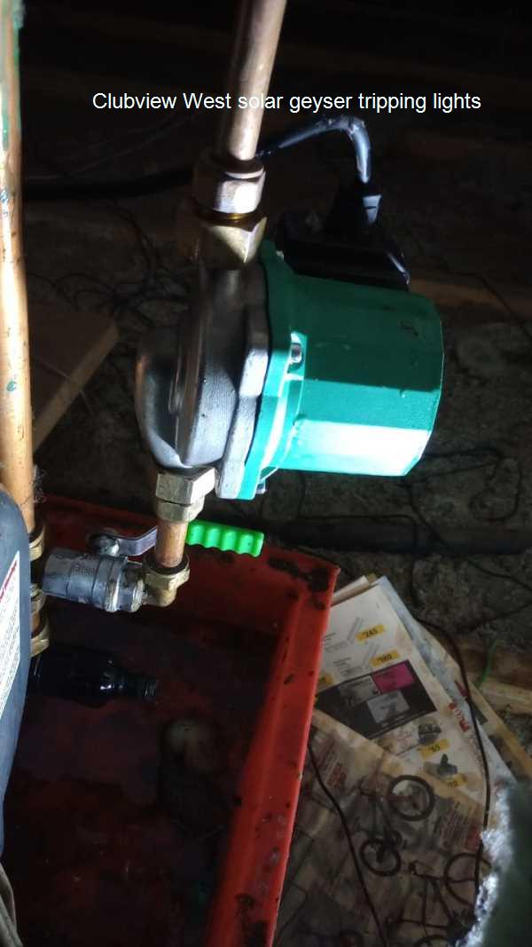 Clubview West solar geyser tripping lights