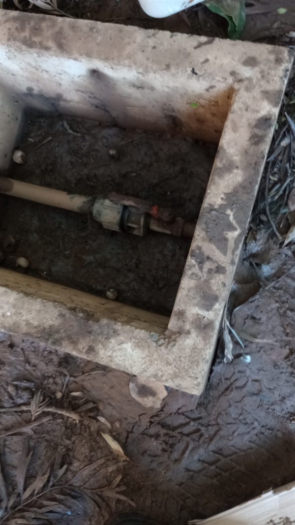 Blocked sewer line with visible clog