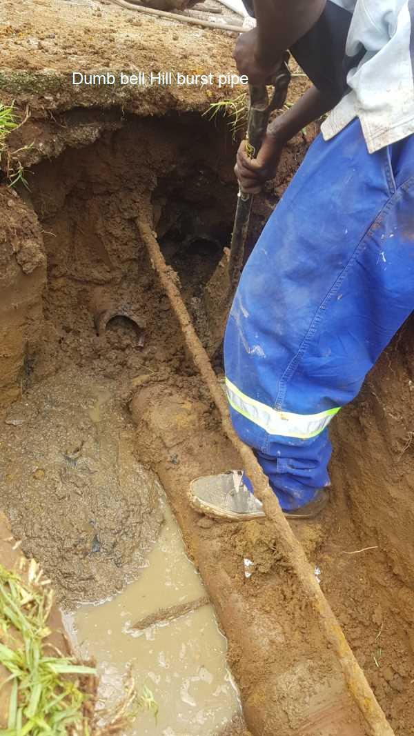 Dumb bell Hill burst pipe repair