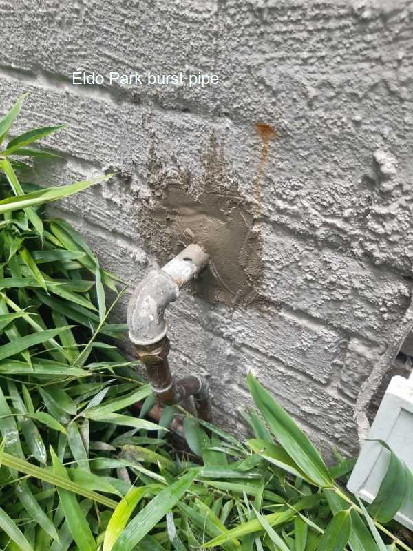 Eldo Park burst pipe repair