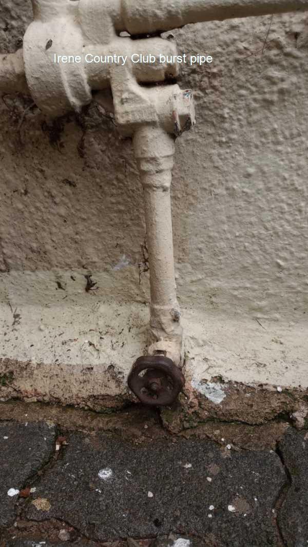 Irene Country Club burst pipe repair