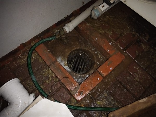 Slow drain gulley with pooled water