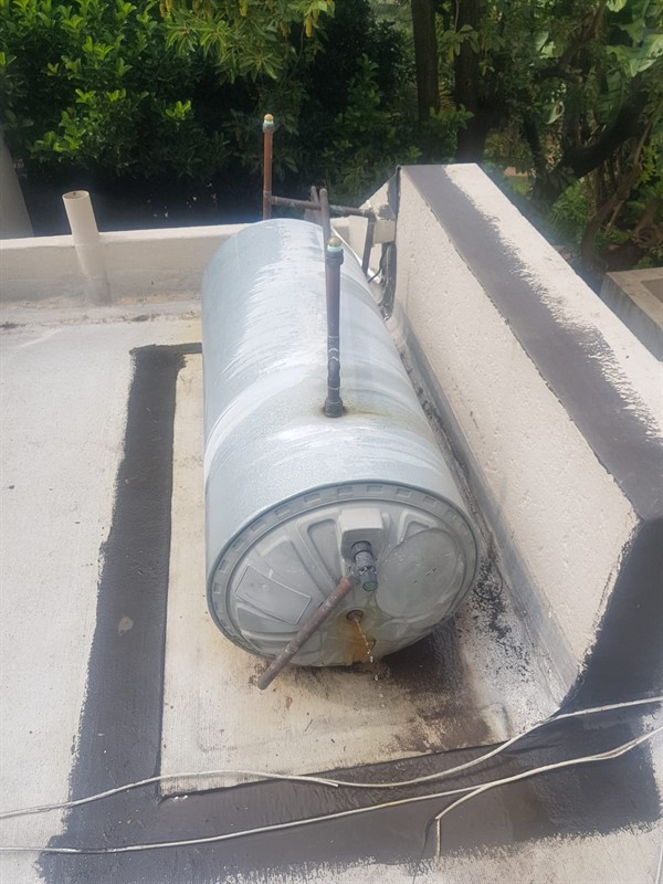 Escaping water causing concern from burst geyser in Kayamina