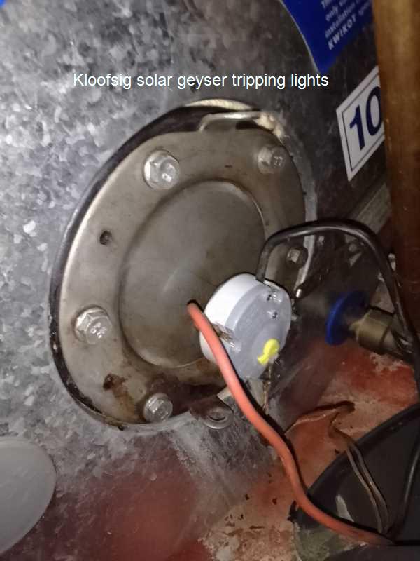 Kloofsig solar geyser tripping lights