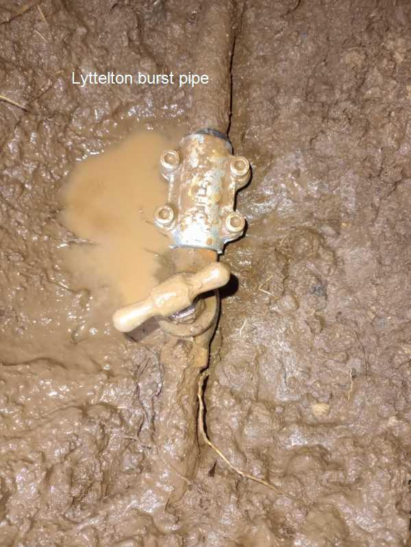 Lyttelton burst pipe repair