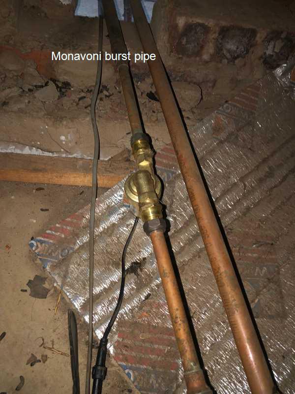Monavoni burst pipe repair
