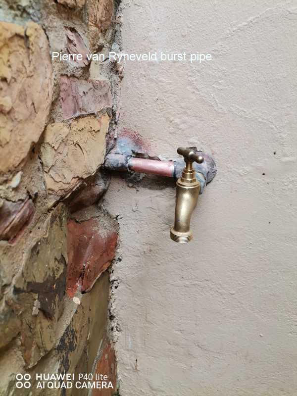 Pierre van Ryneveld burst pipe repair