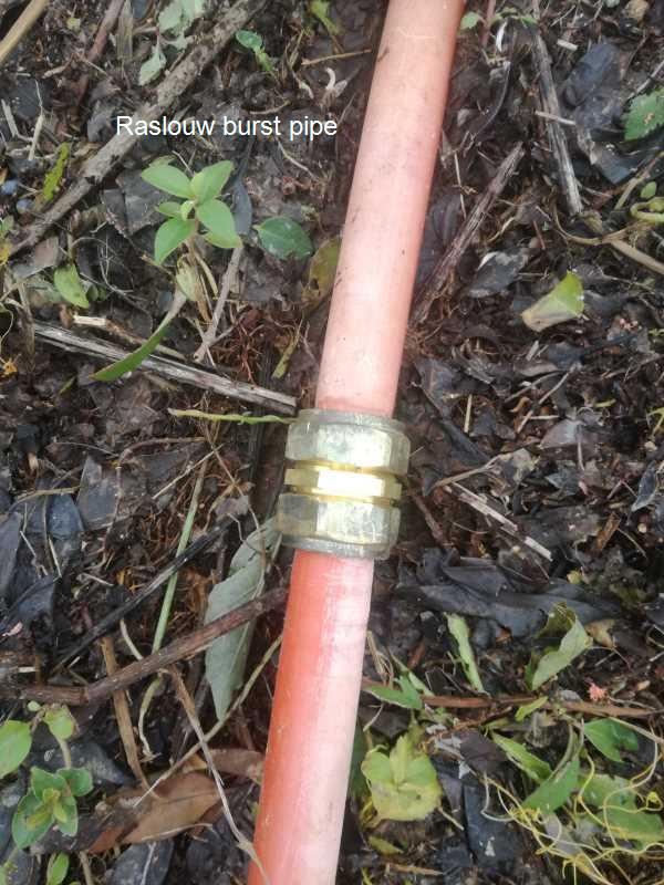 Raslouw burst pipe repair