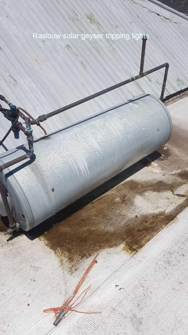 Raslouw solar geyser tripping lights