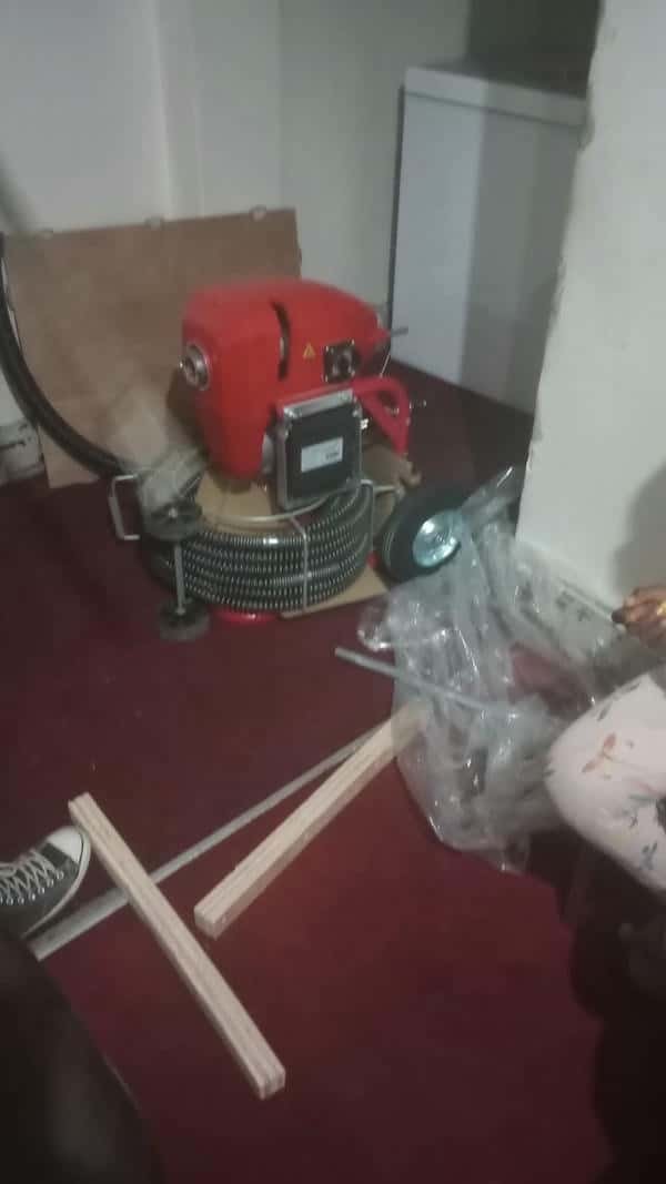 Drain pipe with standing water due to heavy blockage in George Harrison Park