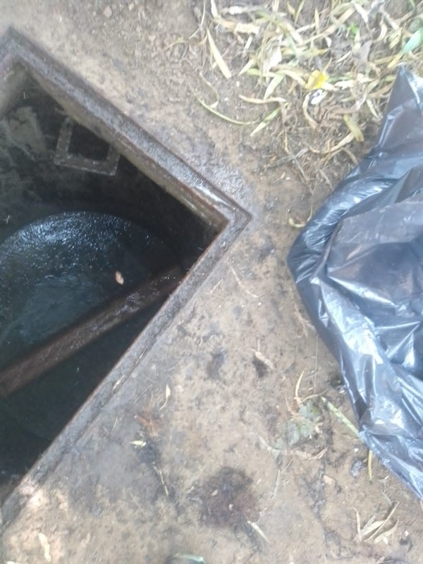 Fully blocked sewer line with waste backing up