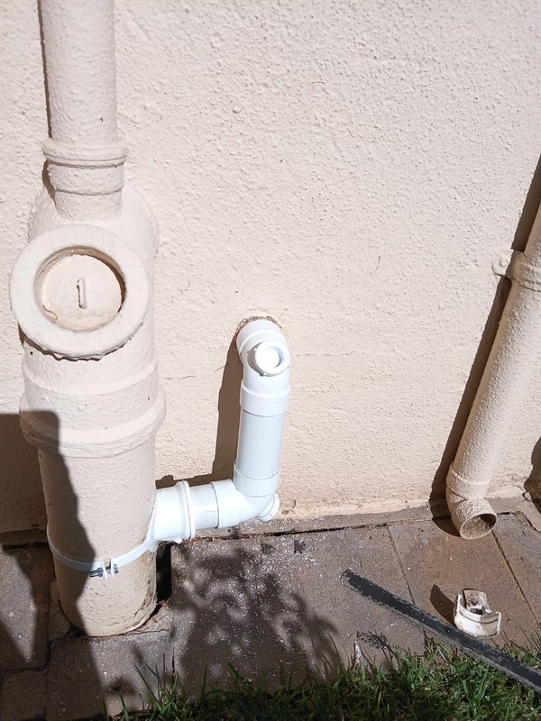 Blocked sewer pipe during professional repair