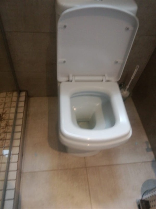 Blocked toilet ready for unblocking