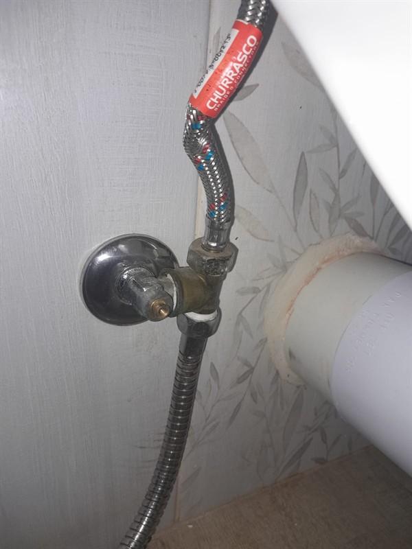 New valve installation on toilet supply